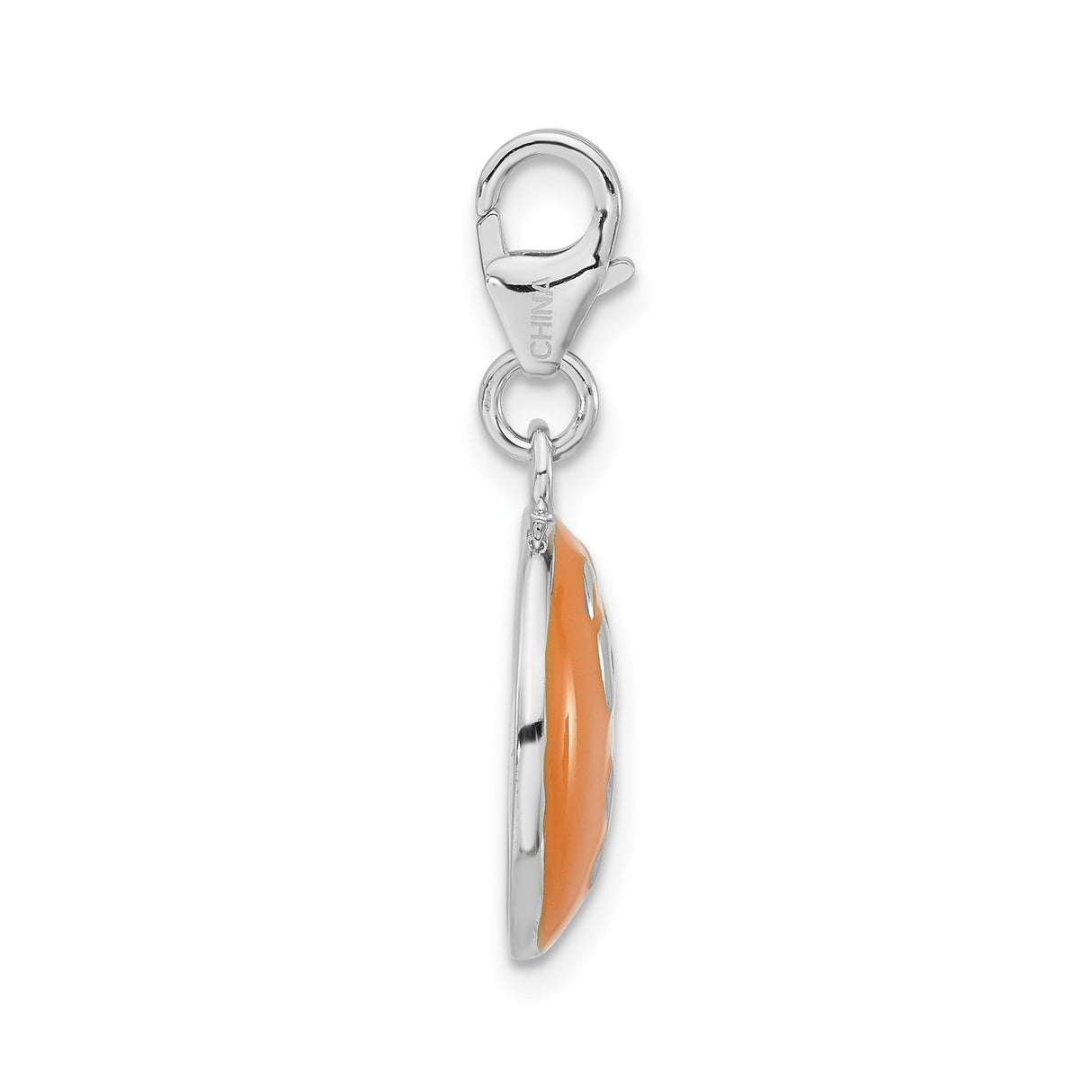 Sterling Silver Emoji Charm with Orange Enamel Face and X Mouth Symbol