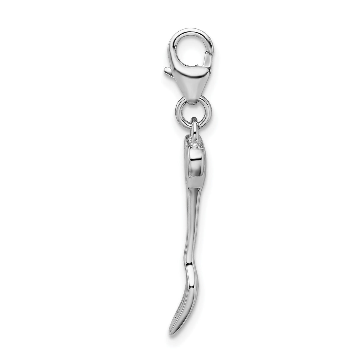 Sterling Silver Fork Charm Pendant with Heart and Floral Design, Playful Kitchen Theme
