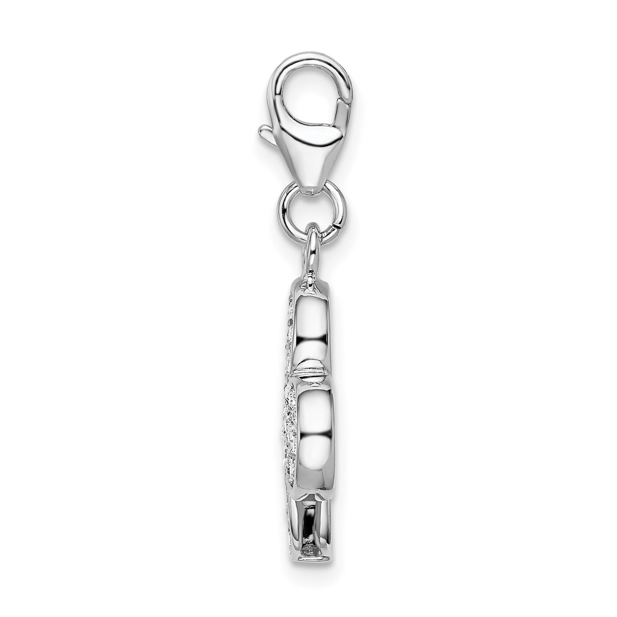 Sterling Silver Club Charm Pendant with Cubic Zirconia, Reversible Poker Jewelry