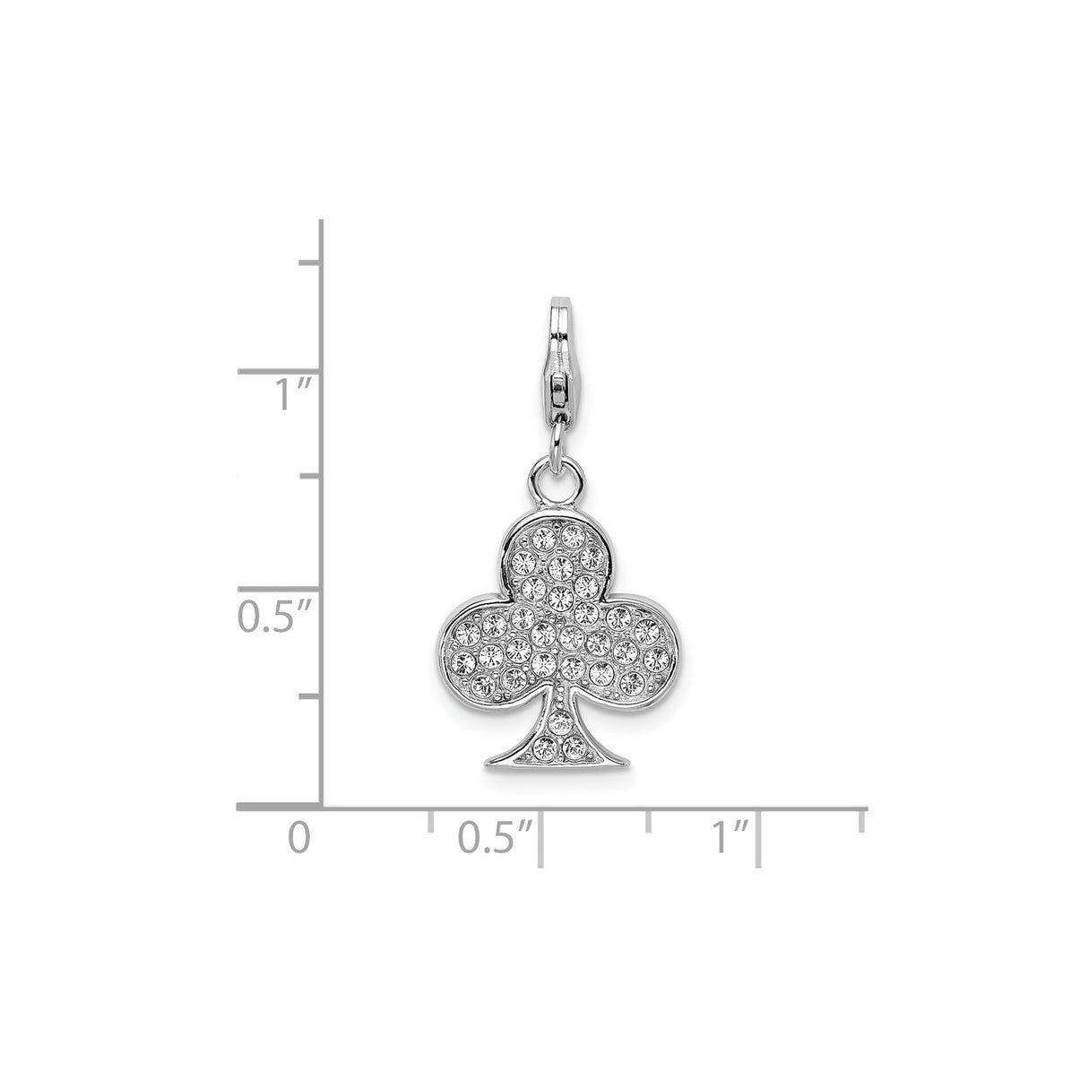 Sterling Silver Club Charm Pendant with Cubic Zirconia, Reversible Poker Jewelry