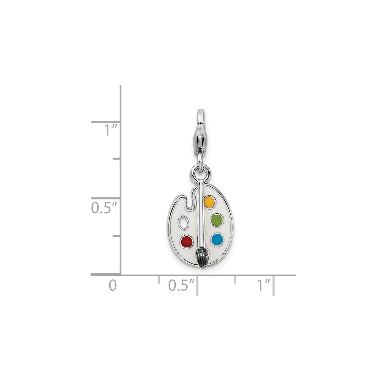 Sterling Silver Artist Palette Pendant with Paintbrush and Colorful Enamel Charm