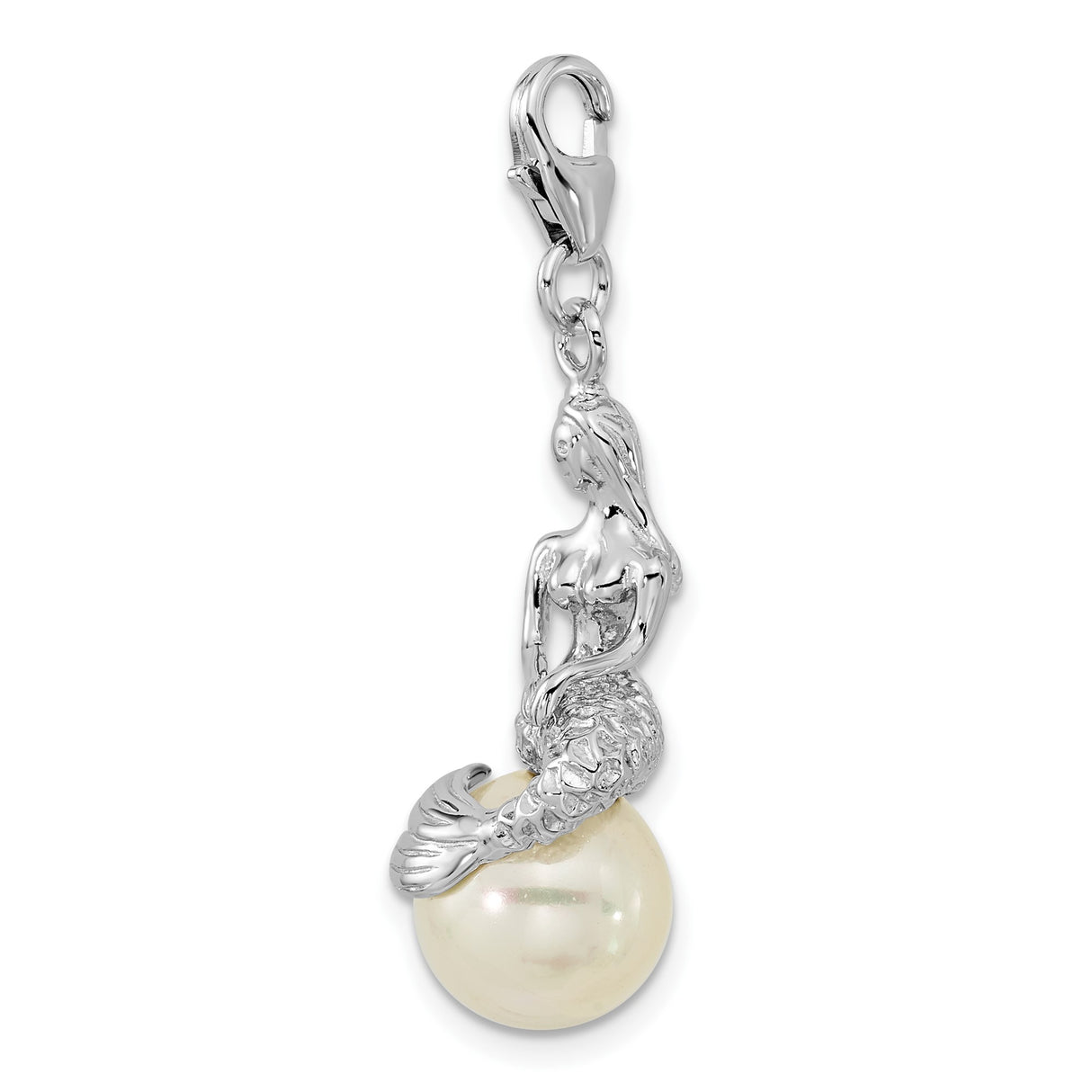 Sterling Silver Pendant Charm with Mother Of Pearl, Mermaid Ocean Theme Jewelry