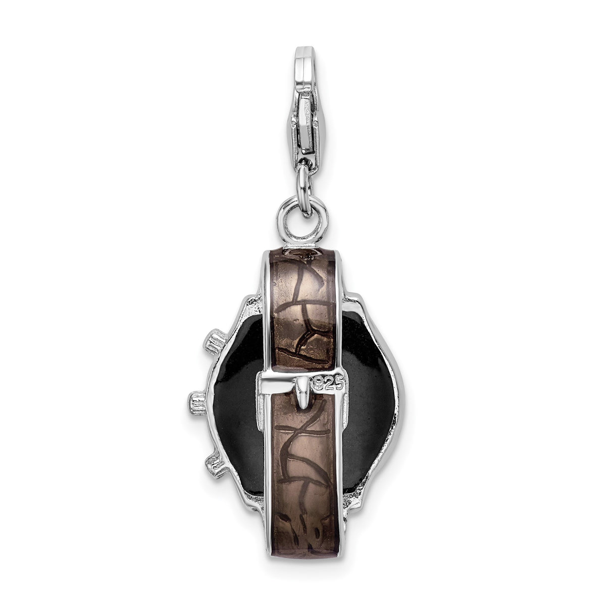 Sterling Silver Pendant Watch Charm with Crystal Bezel and Forever Love Dial