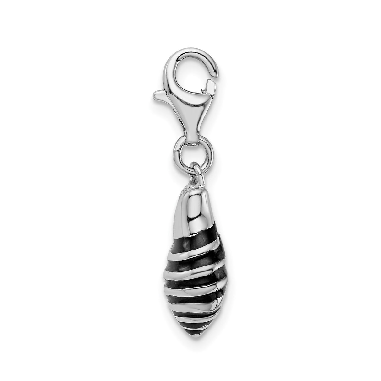 Sterling Silver Seashell Pendant Charm with Striped Shell Design, Nautical Beach Theme