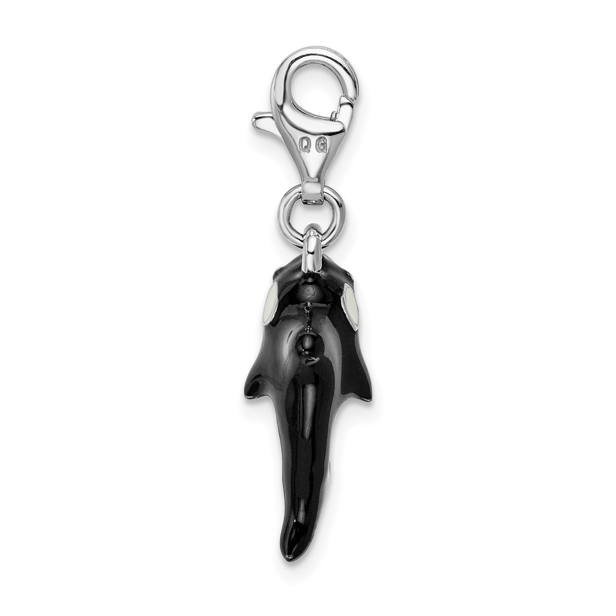 Sterling Silver Orca Whale Pendant with Black and White Enamel, Nautical Animal Charm