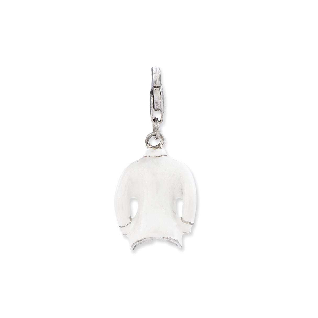 Sterling Silver Suit Shaped Charm with Blue Striped Tie and White Jacket Pendant