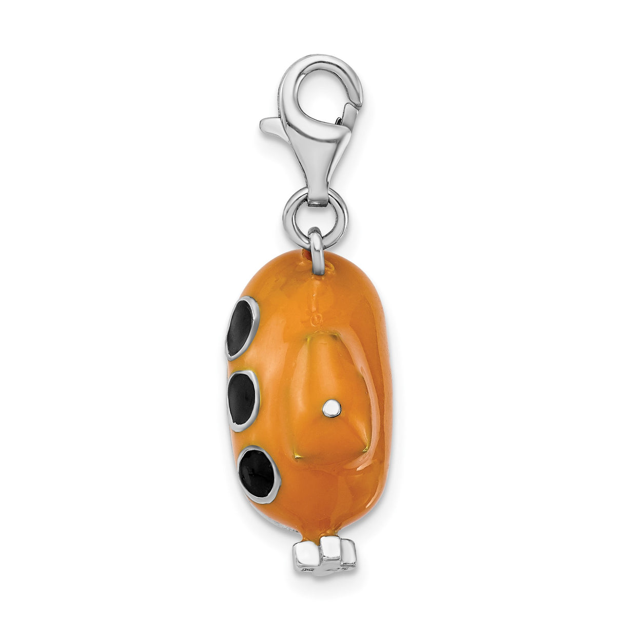 Sterling Silver Submarine Charm Pendant with Black Window Detail, Nautical Theme