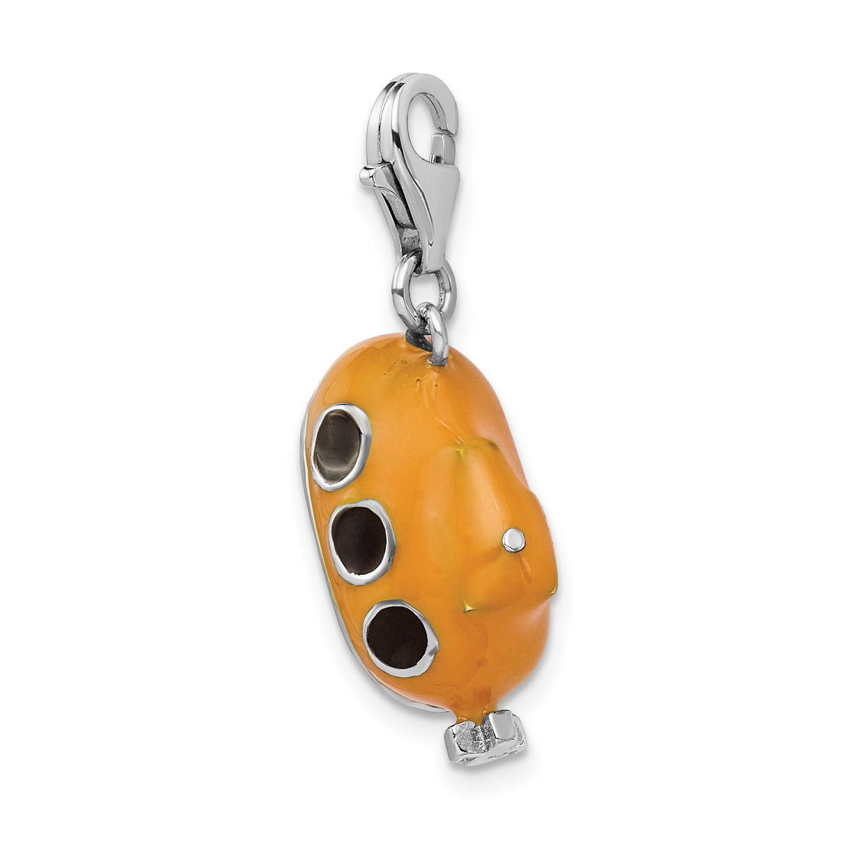 Sterling Silver Submarine Charm Pendant with Black Window Detail, Nautical Theme