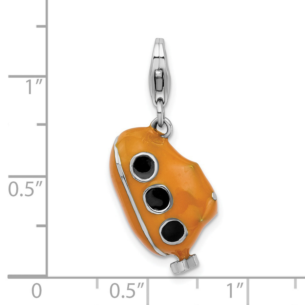 Sterling Silver Submarine Charm Pendant with Black Window Detail, Nautical Theme