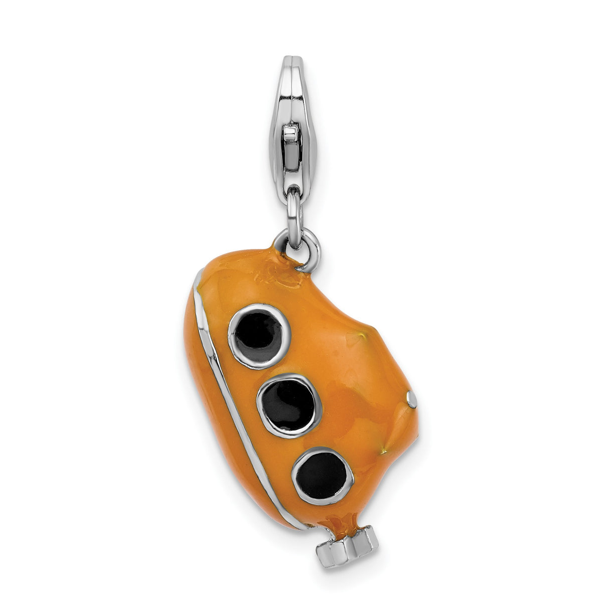 Sterling Silver Submarine Charm Pendant with Black Window Detail, Nautical Theme