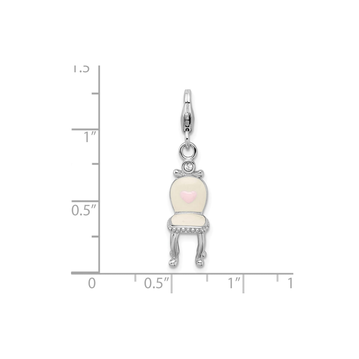 Sterling Silver Chair Charm with Pink Enamel Heart, Whimsical Romantic Jewelry for Women