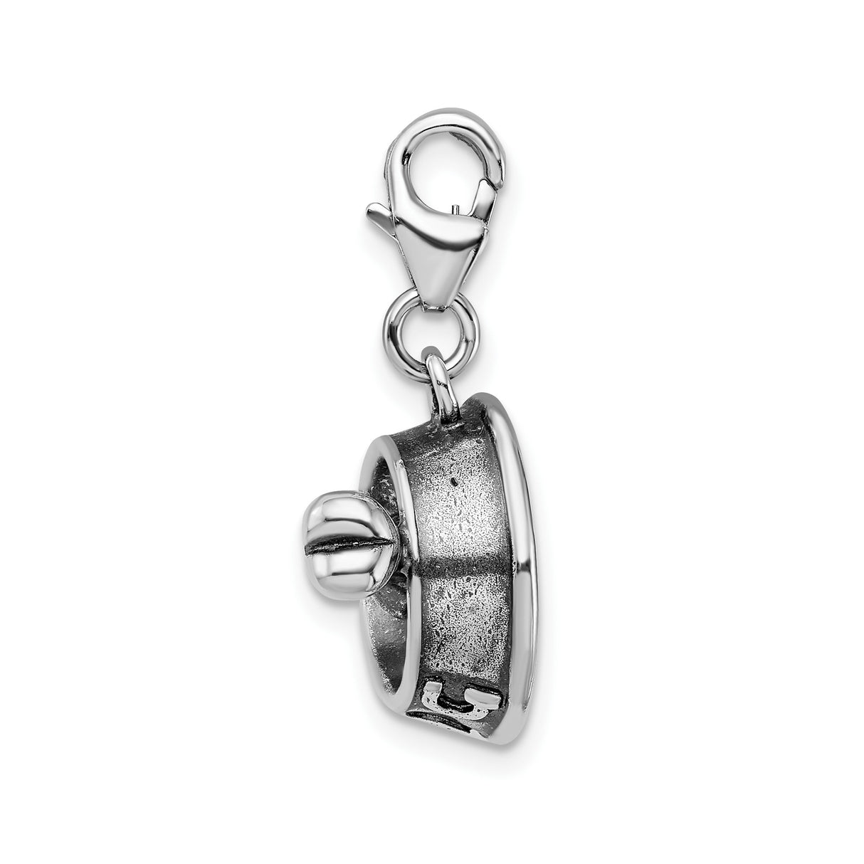 Sterling Silver Dog Bowl Charm Pendant with Bone and Paw Print Accents