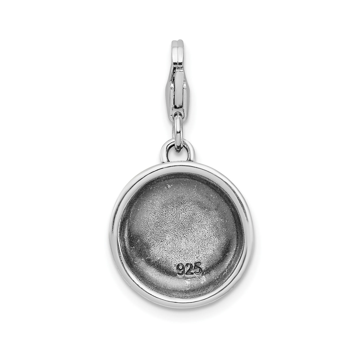 Sterling Silver Dog Bowl Charm Pendant with Bone and Paw Print Accents