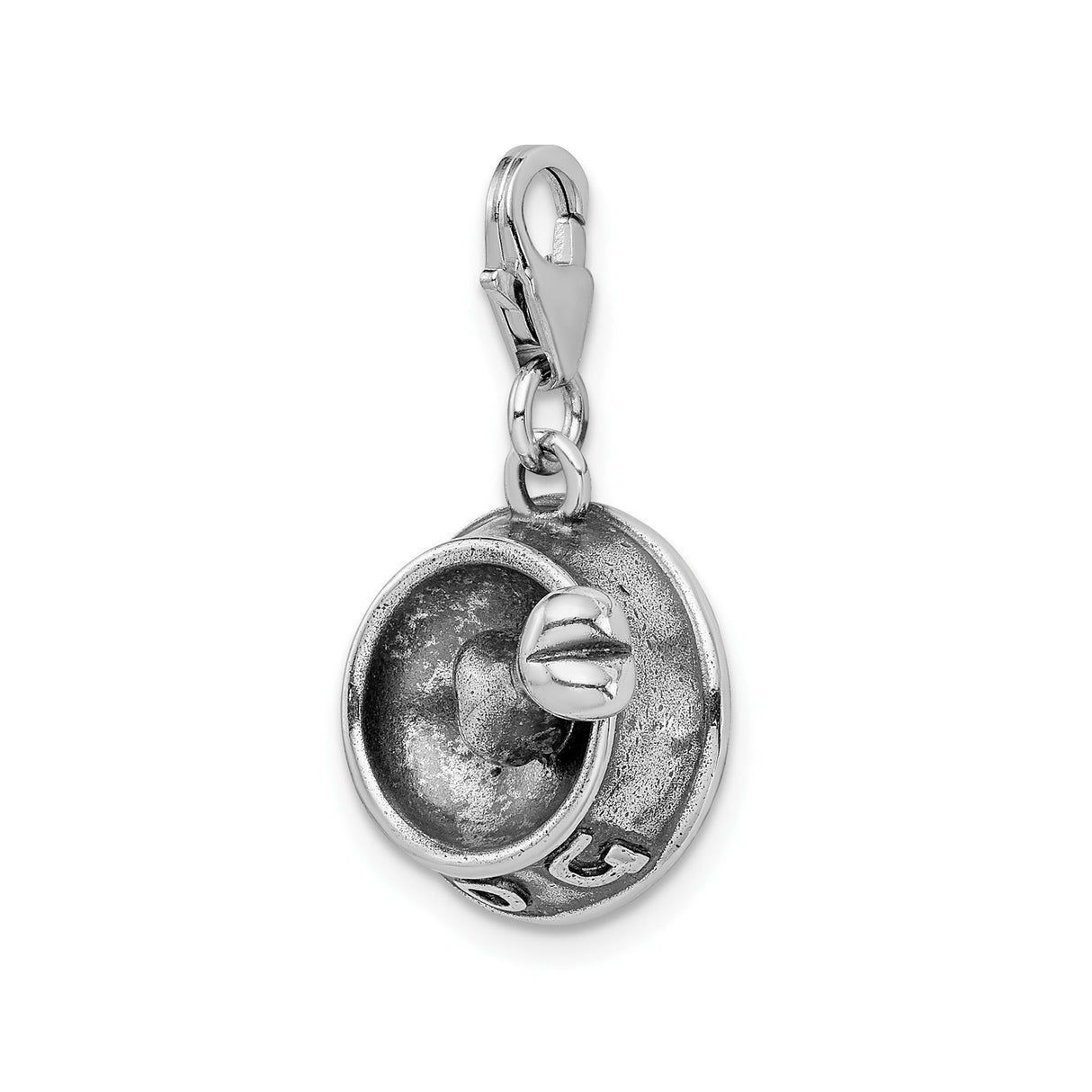 Sterling Silver Dog Bowl Charm Pendant with Bone and Paw Print Accents