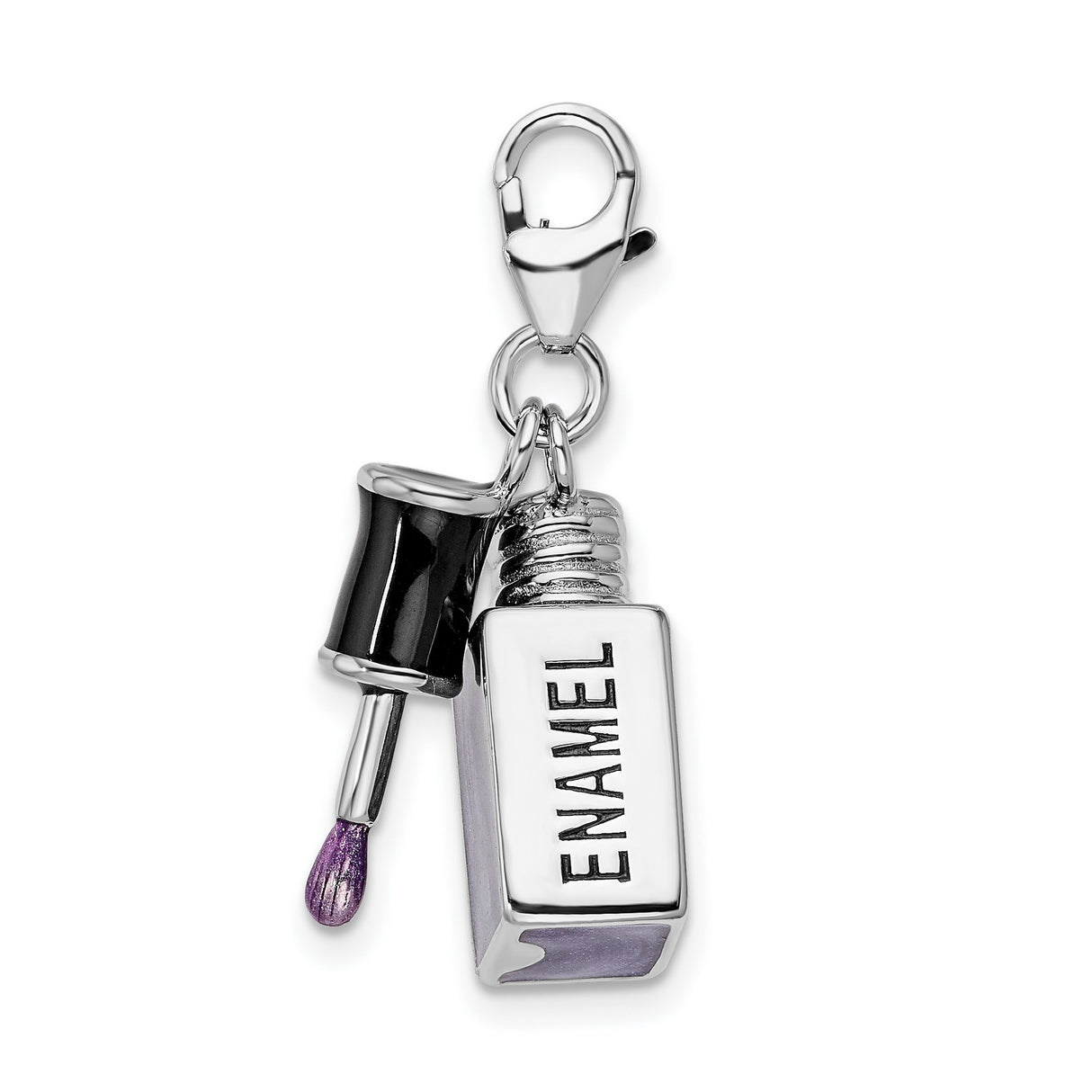 Sterling Silver Nail Polish Bottle Charm Pendant with Lobster Clasp, Purple NAIL Design