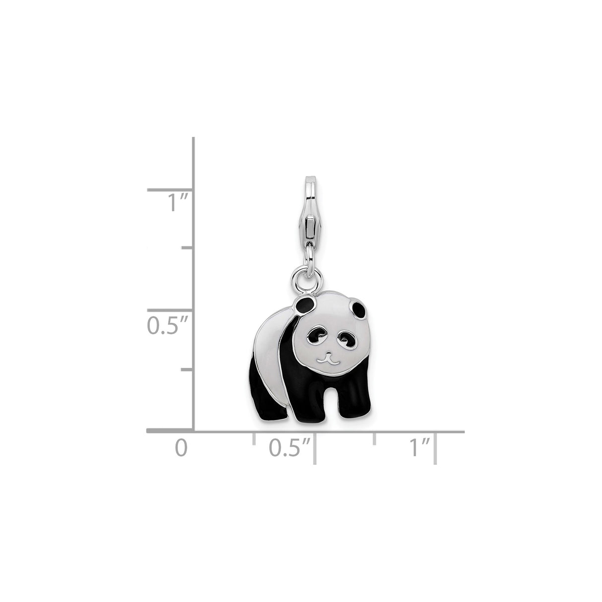 Sterling Silver Panda Bear Charm with Black and White Enamel, Animal Motif, Lobster Clasp