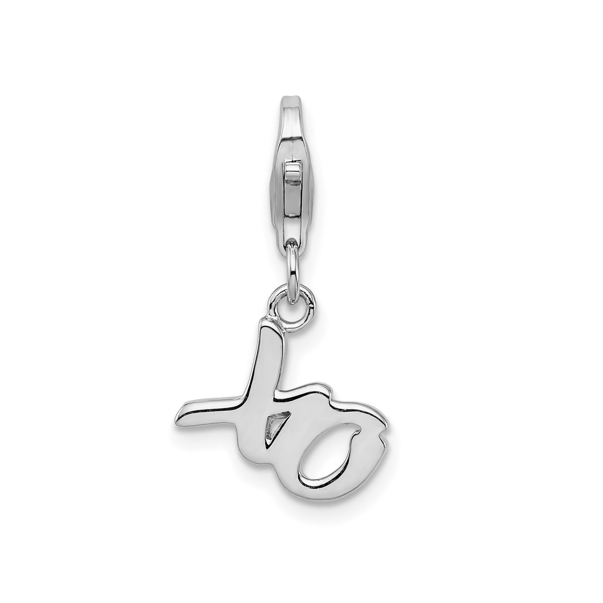 Sterling Silver XO Script Charm Pendant, Minimalist Love Charm for Necklace or Bracelet