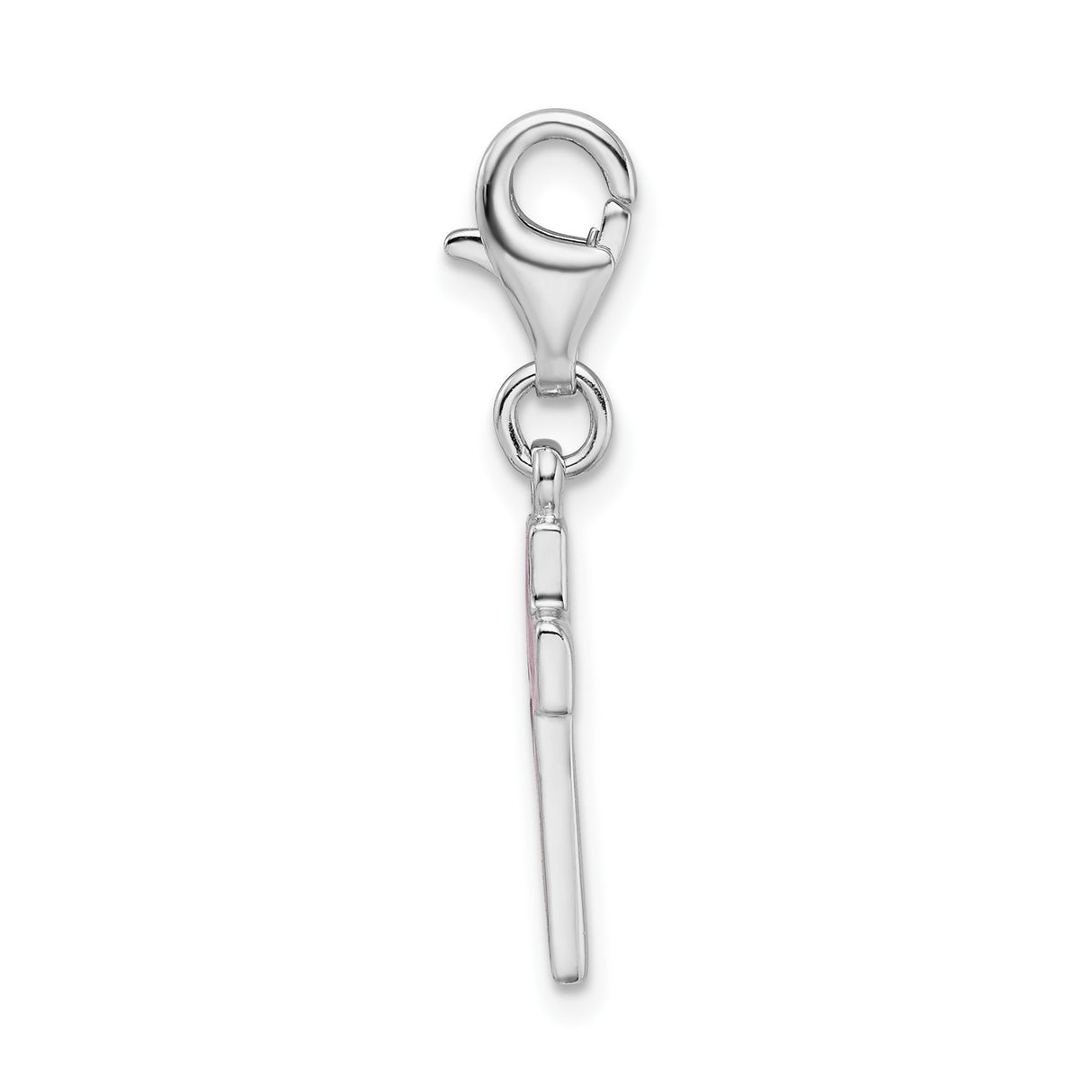 Sterling Silver Cross Pendant with Pink Enamel, Rounded Edges, Modern Minimalist Design