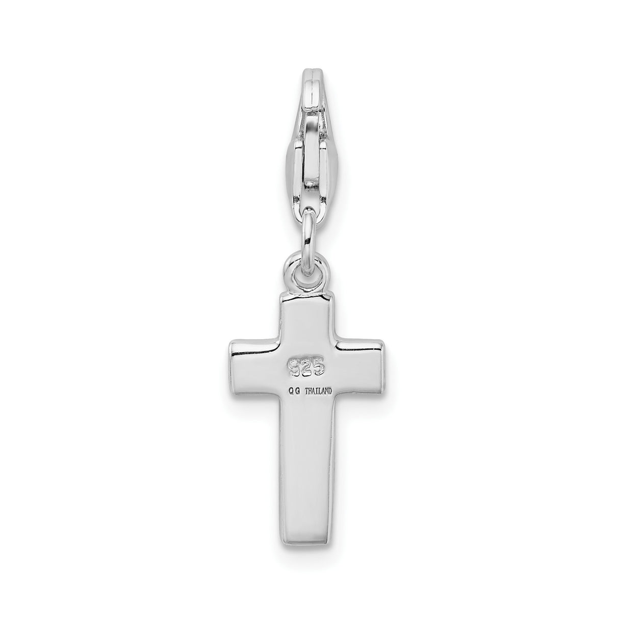 Sterling Silver Cross Pendant with Pink Enamel, Rounded Edges, Modern Minimalist Design