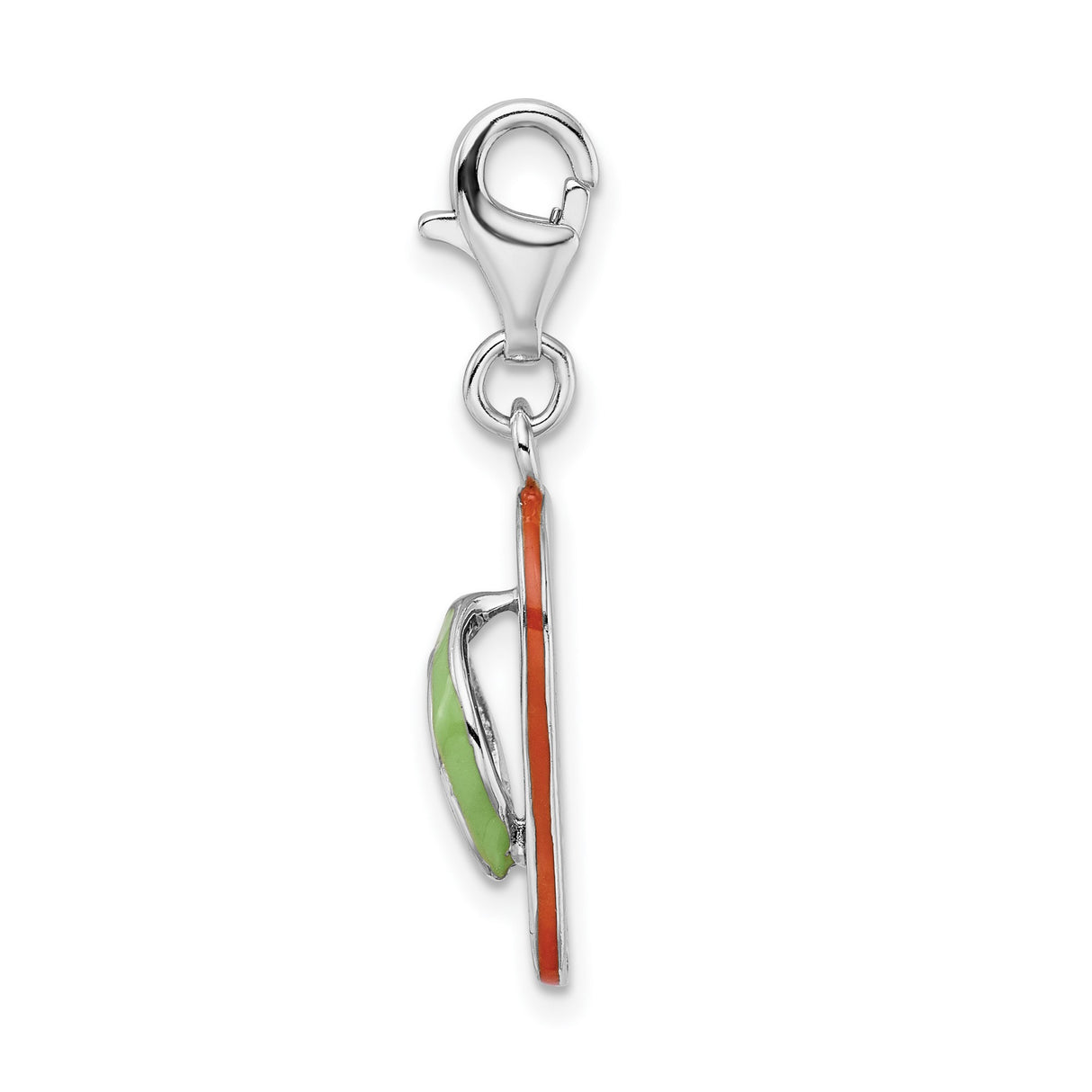 Sterling Silver Flip-Flop Pendant with Colorful Enamel Floral Design