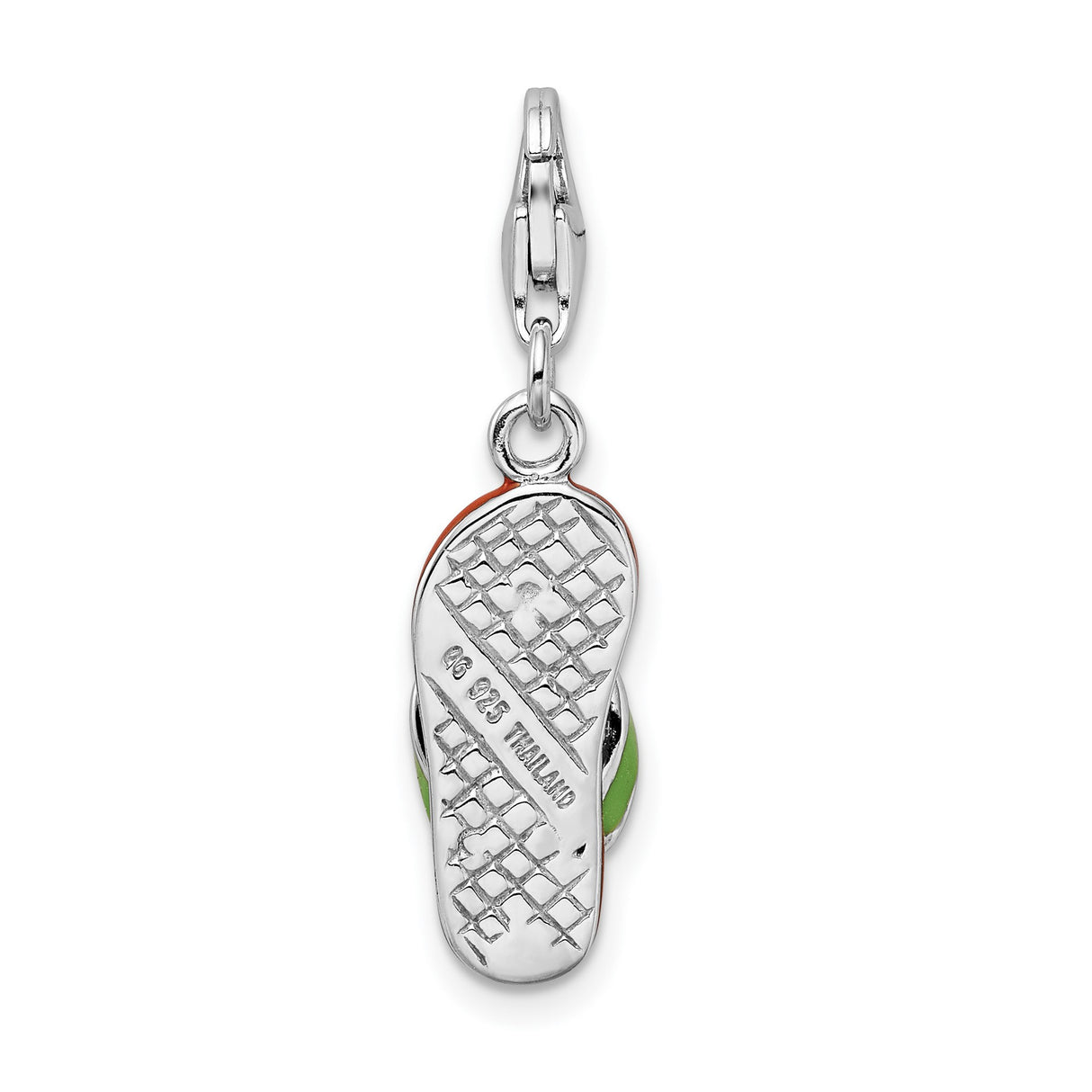 Sterling Silver Flip-Flop Pendant with Colorful Enamel Floral Design