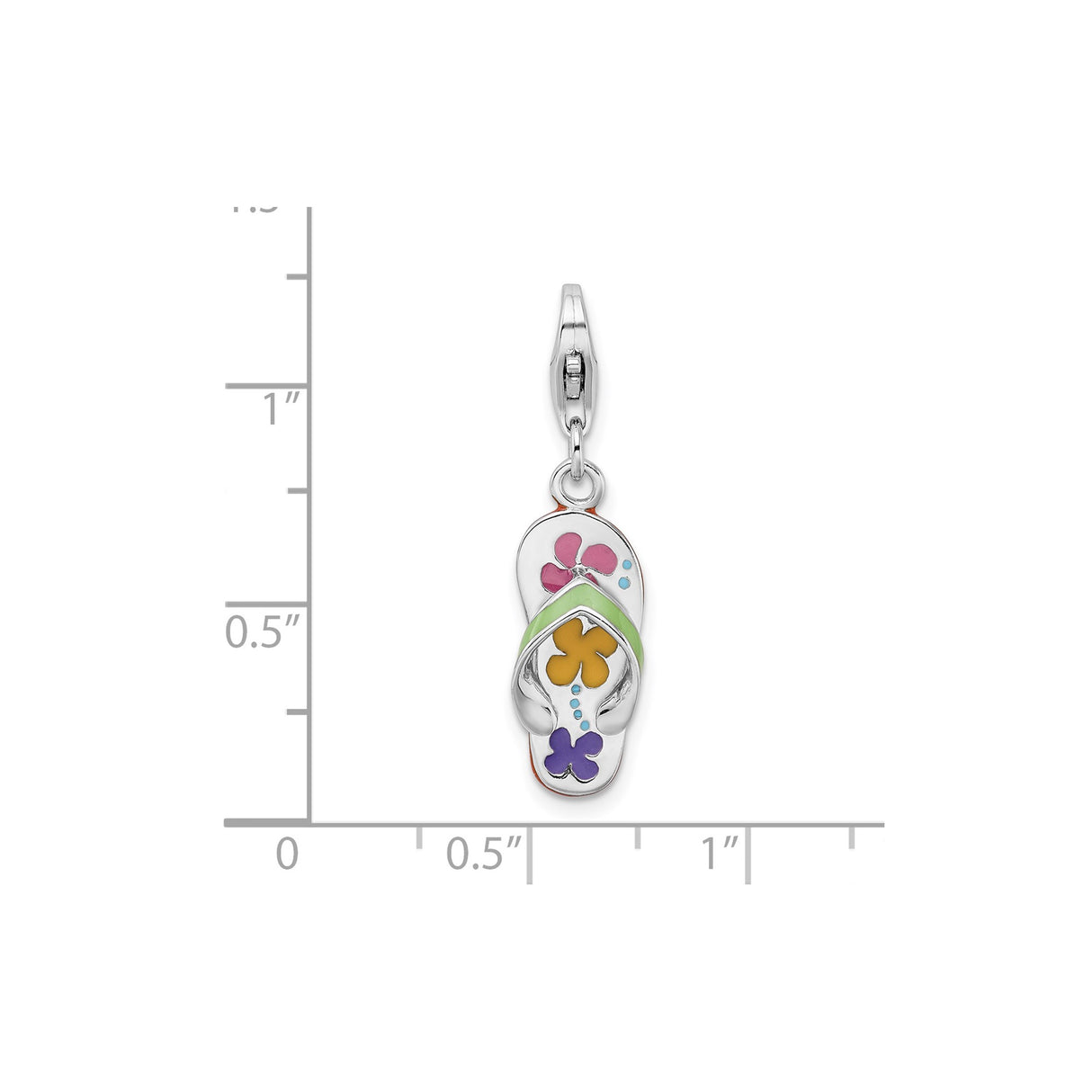 Sterling Silver Flip-Flop Pendant with Colorful Enamel Floral Design