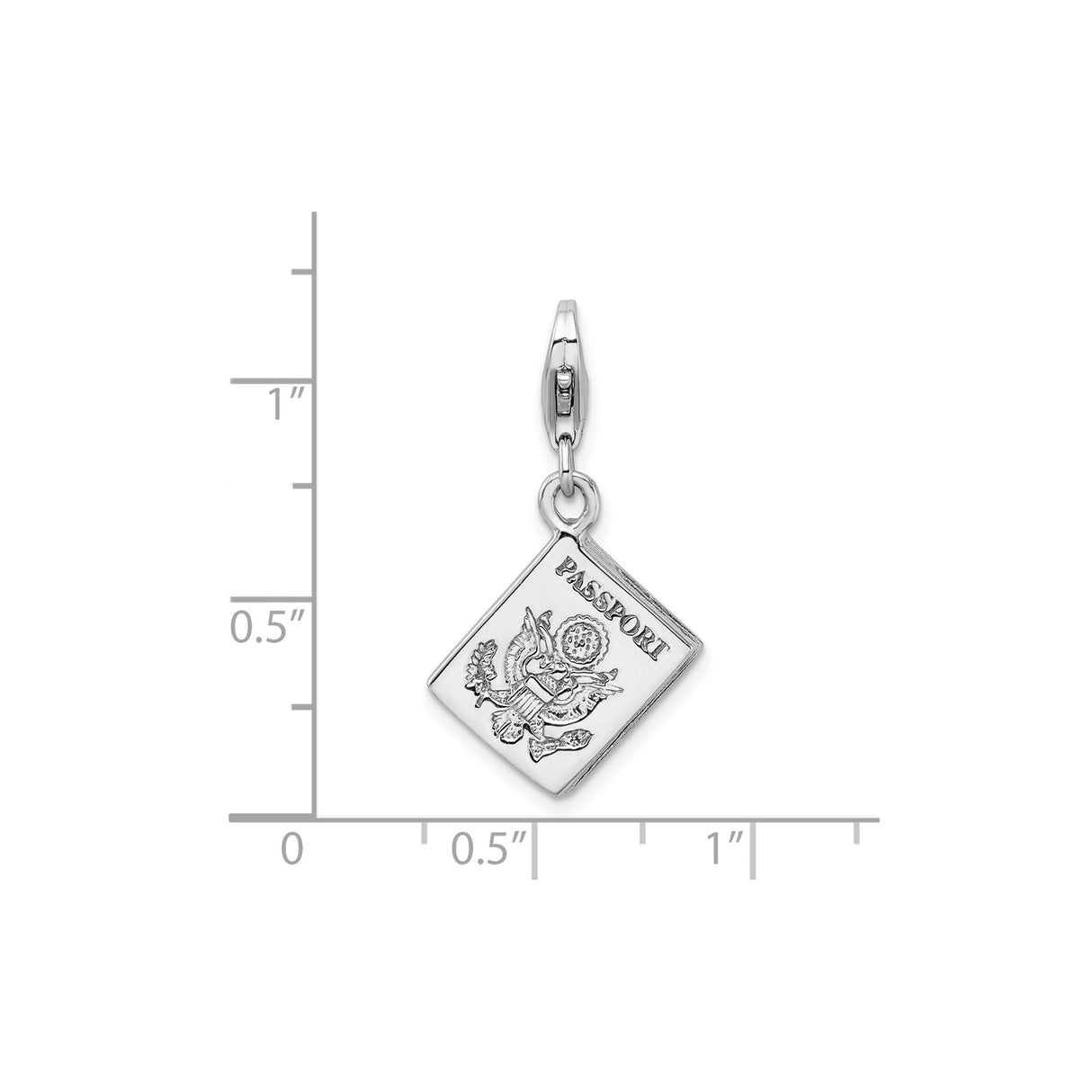 Sterling Silver Passport Charm Pendant with US Great Seal, Travel Symbol Design