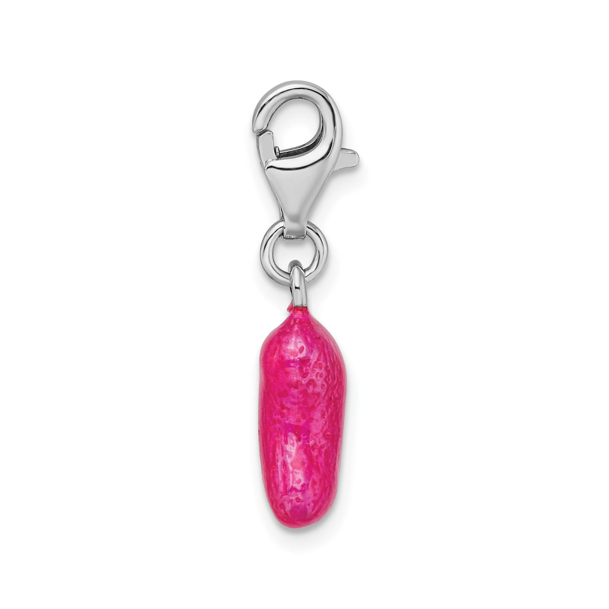 Sterling Silver Jelly Bean Charm Pendant with Pink Enamel, Playful Candy Design for Girls