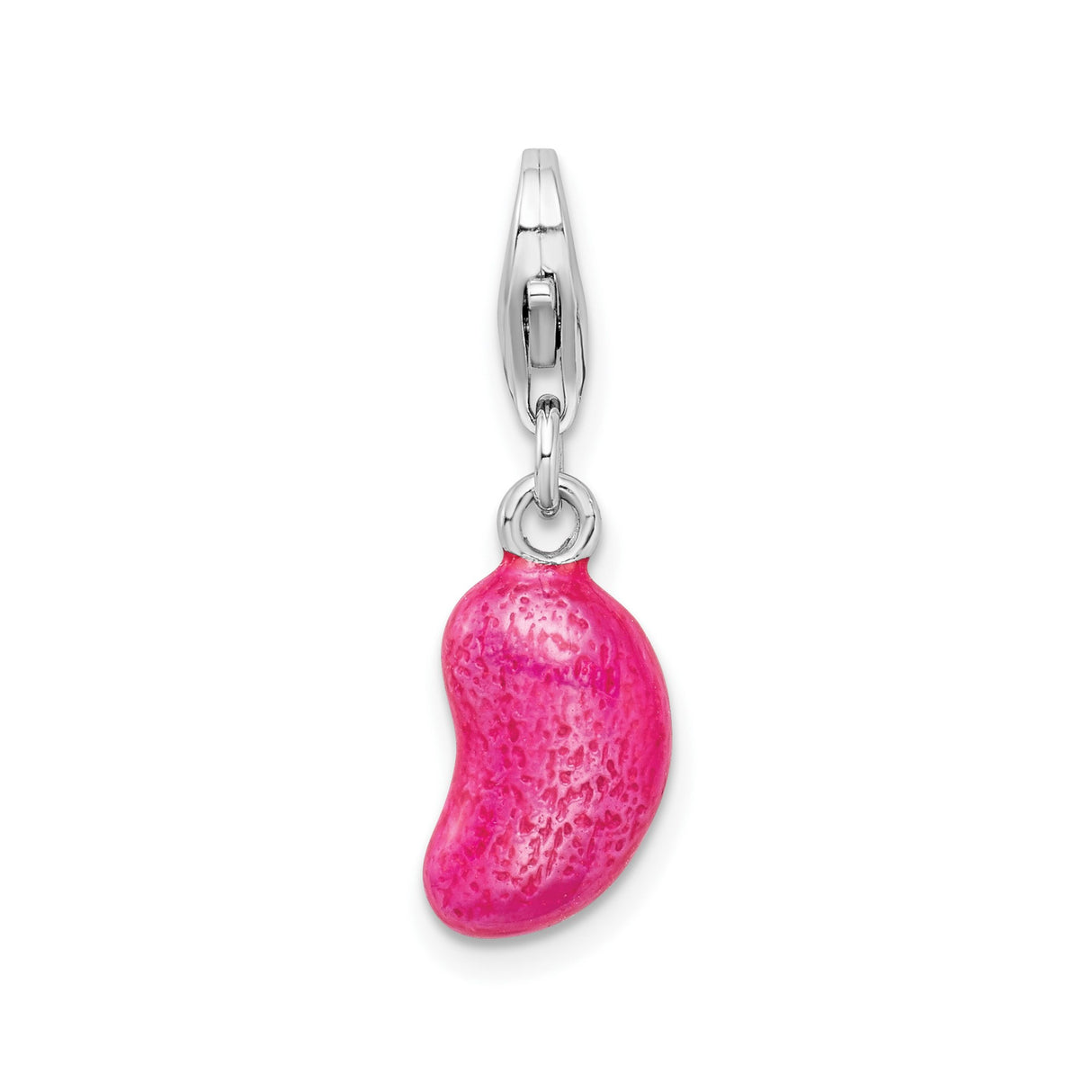 Sterling Silver Jelly Bean Charm Pendant with Pink Enamel, Playful Candy Design for Girls