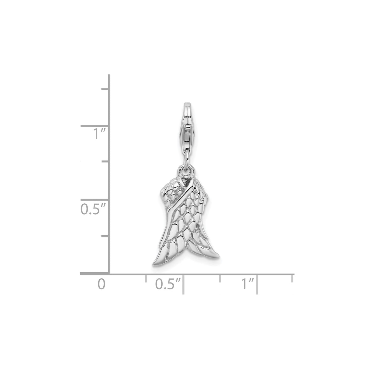 Sterling Silver Angel Wings Charm Pendant with Feather Detail, Memorial and Faith Theme