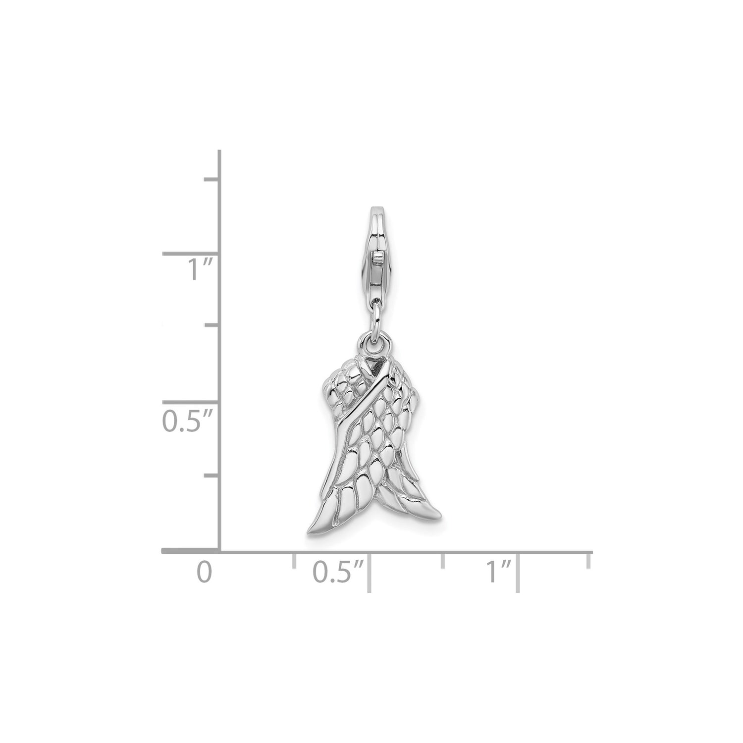 Sterling Silver Angel Wings Charm Pendant with Feather Detail, Memorial and Faith Theme