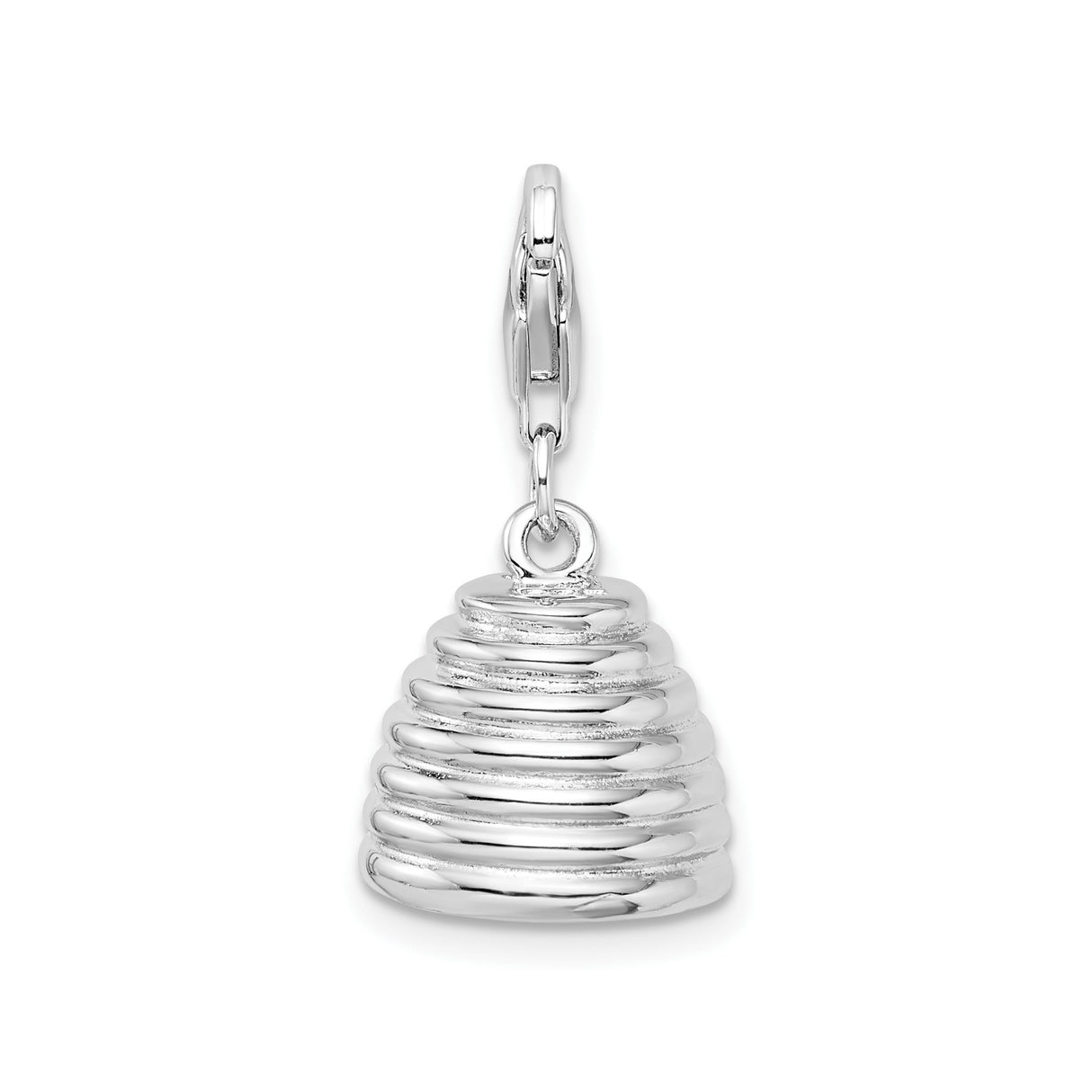 Sterling Silver Beehive Charm Pendant with 3D Gold Bee Detail, Nature-Inspired Jewelry for Women