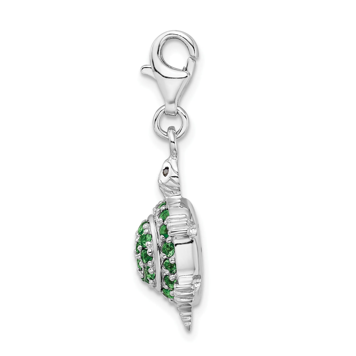 Sterling Silver Turtle Charm Pendant with Cubic Zirconia, Nature Spirit Animal Theme