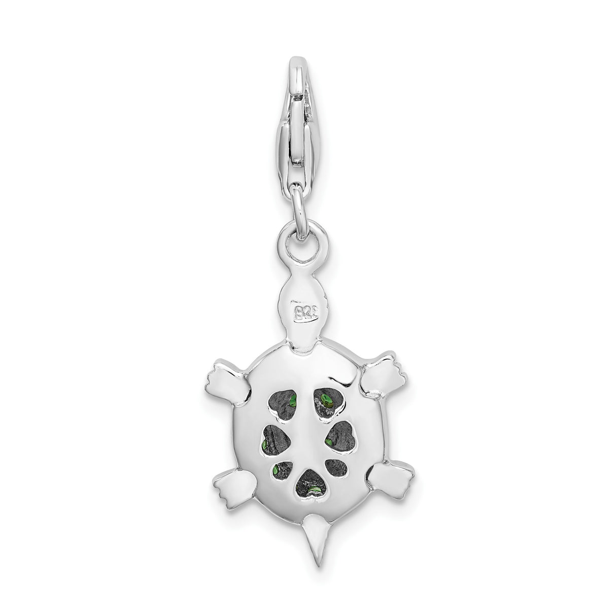 Sterling Silver Turtle Charm Pendant with Cubic Zirconia, Nature Spirit Animal Theme