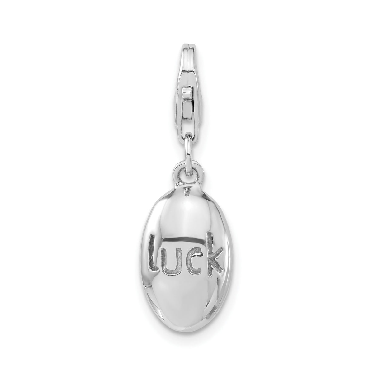 Sterling Silver Oval Pendant Charm with Inspirational Luck Message for Women or Unisex Use