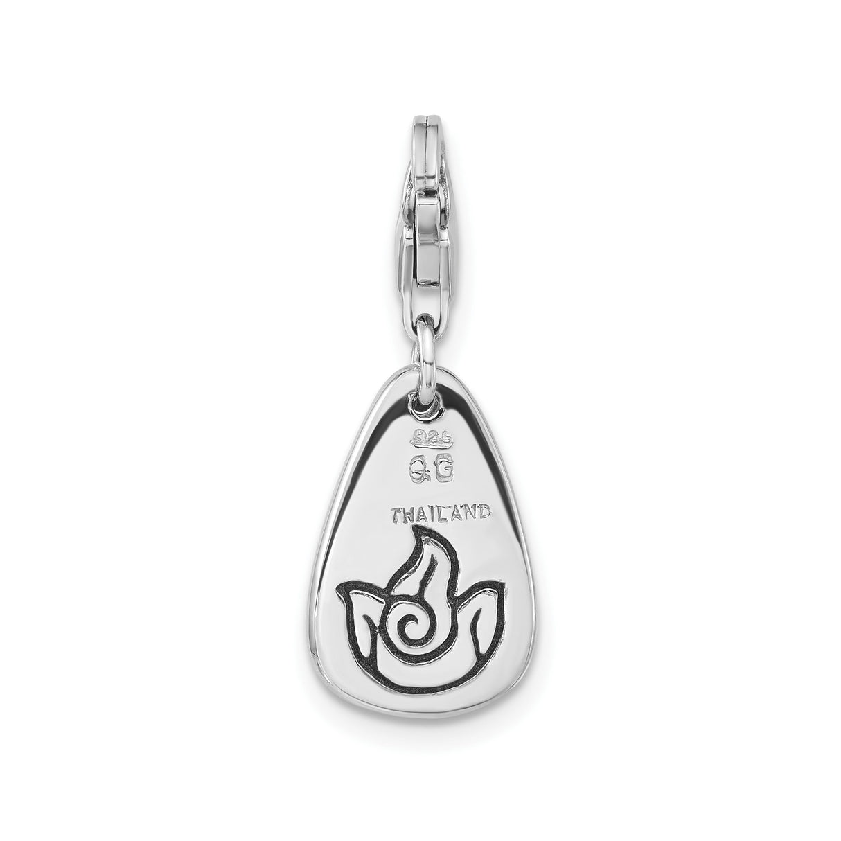 Sterling Silver Fire Pendant with Lobster Clasp, Symbolic Elemental Charm for Necklace or Bracelet