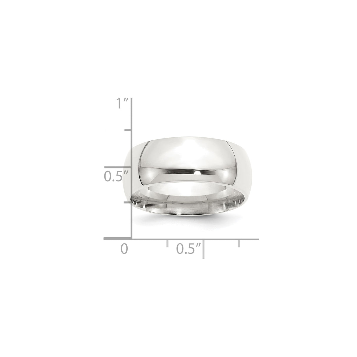 Sterling Silver Comfort Fit wedding band ring shown for scale