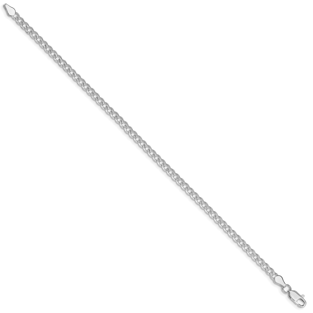 925 White Gold 3.8 mm Curb Chain Bracelet, Polished