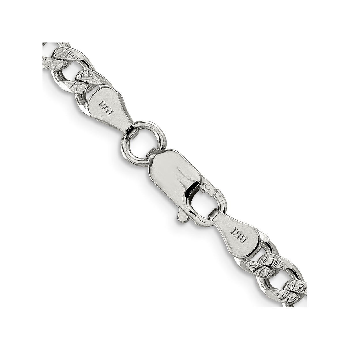 925 White Gold 5.5 mm Curb Chain Necklace, Polished alternate angle