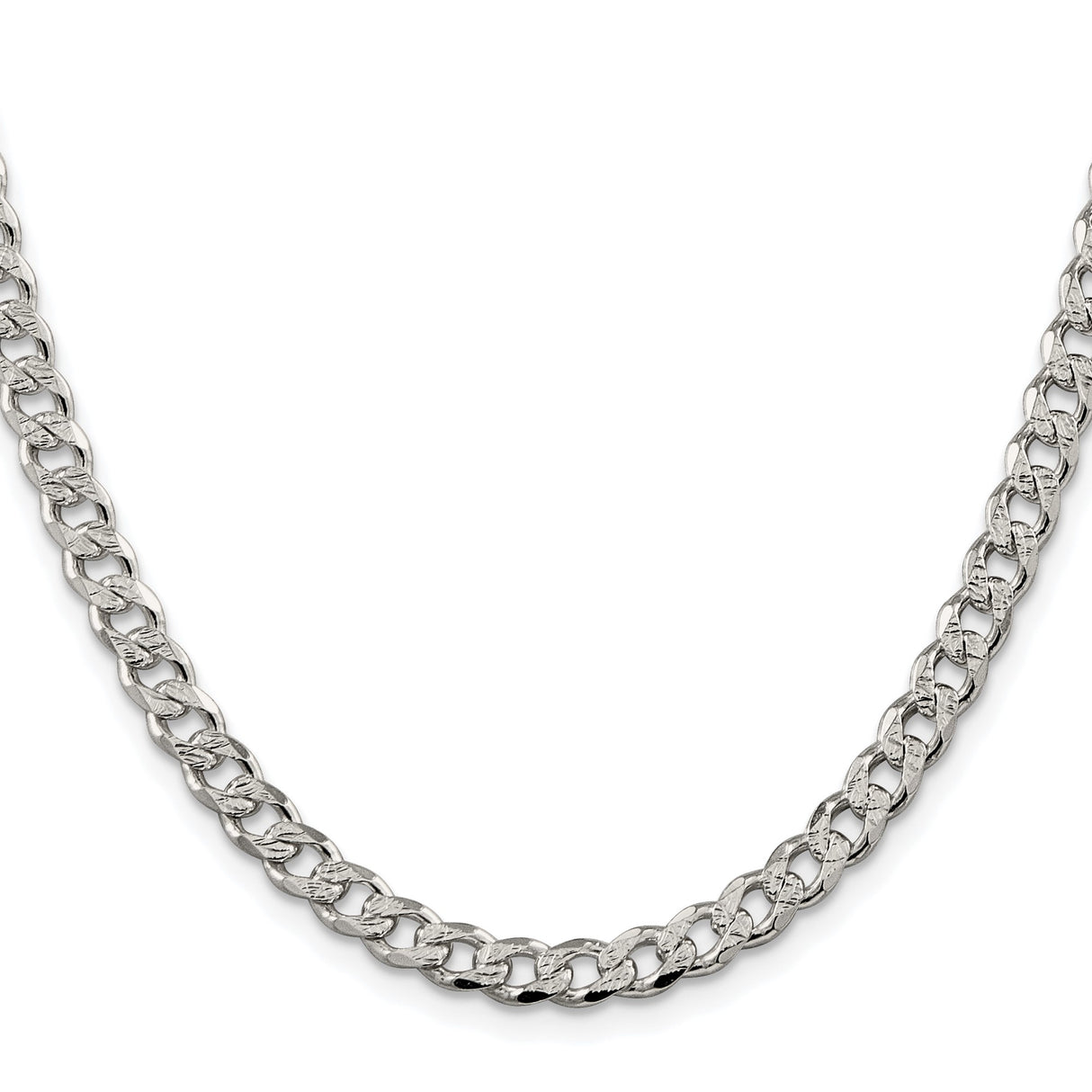925 White Gold 5.5 mm Curb Chain Necklace, Polished