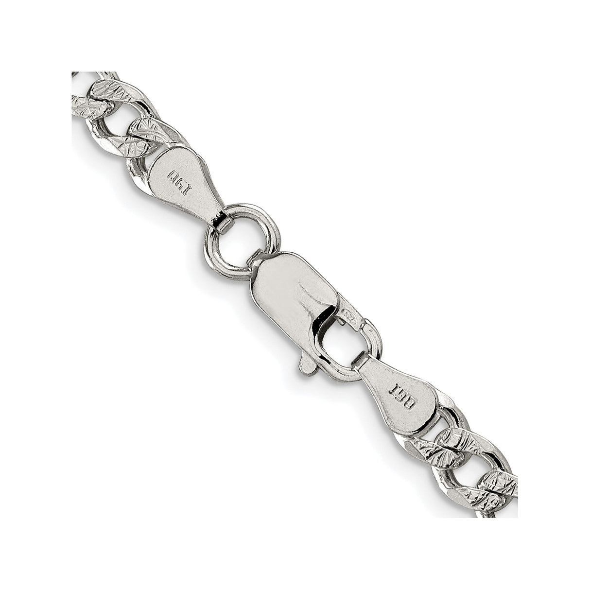 925 White Gold 5.5 mm Curb Chain Necklace, Polished alternate angle