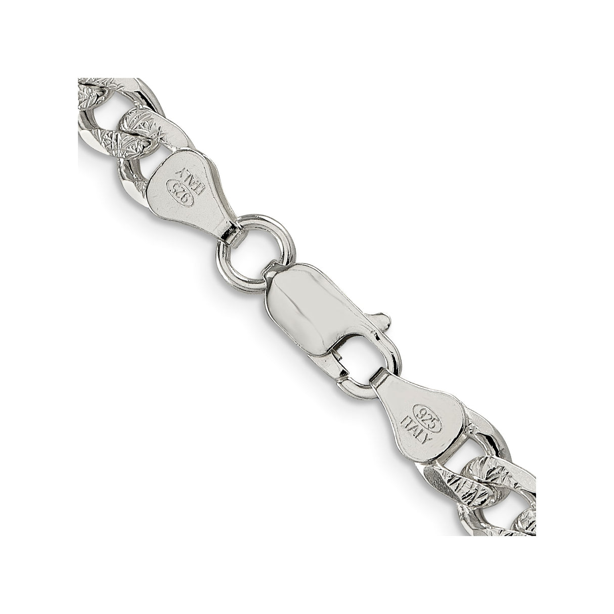 925 White Gold 7 mm Curb Chain Necklace, Polished alternate angle
