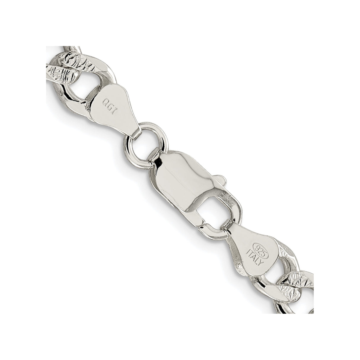 925 White Gold 7.5 mm Curb Chain Necklace, Polished alternate angle