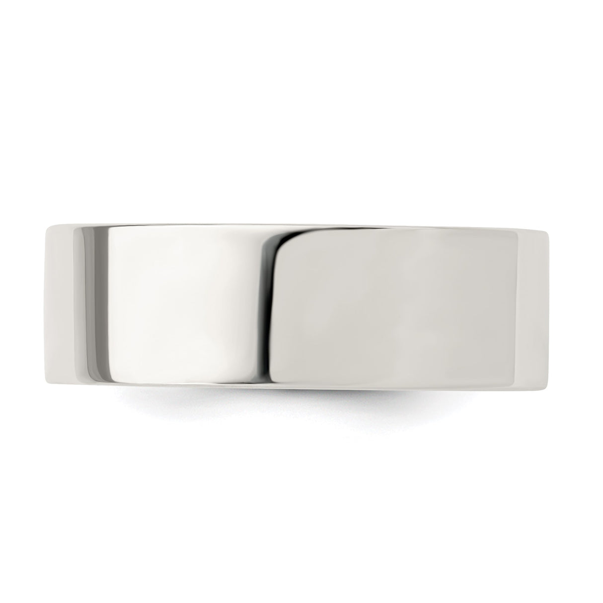 Sterling Silver Flat, Comfort Fit wedding band ring detail view