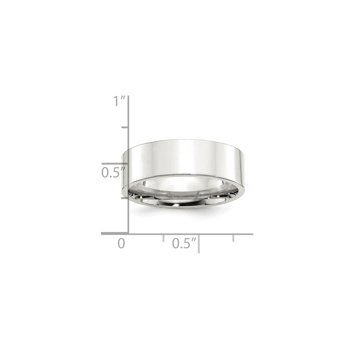 Sterling Silver Flat, Comfort Fit wedding band ring shown for scale