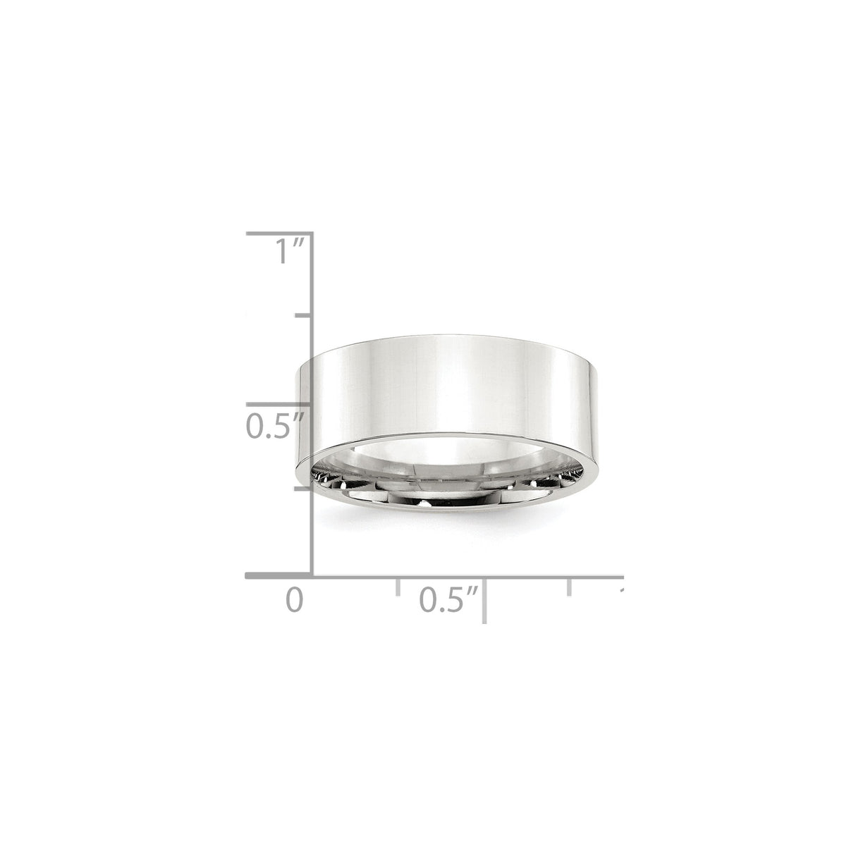 Sterling Silver Flat, Comfort Fit wedding band ring shown for scale