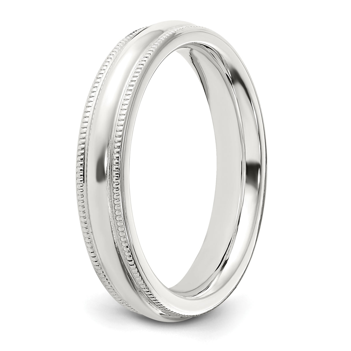 Sterling Silver Milgrain, Comfort Fit wedding band ring detail view