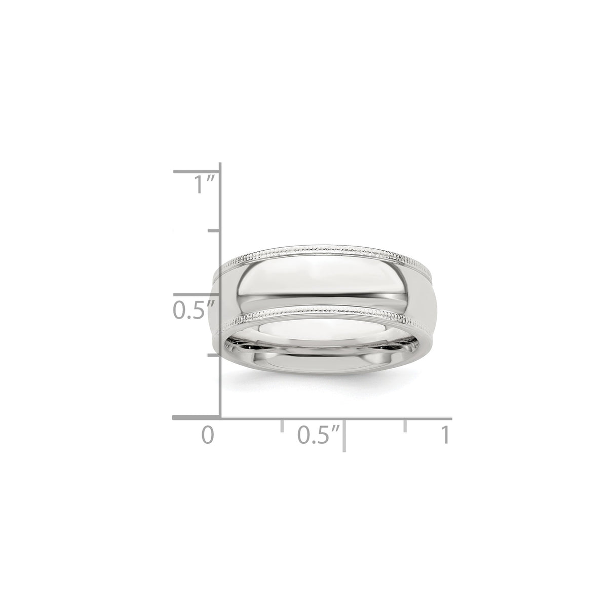 Sterling Silver Milgrain, Comfort Fit wedding band ring shown for scale