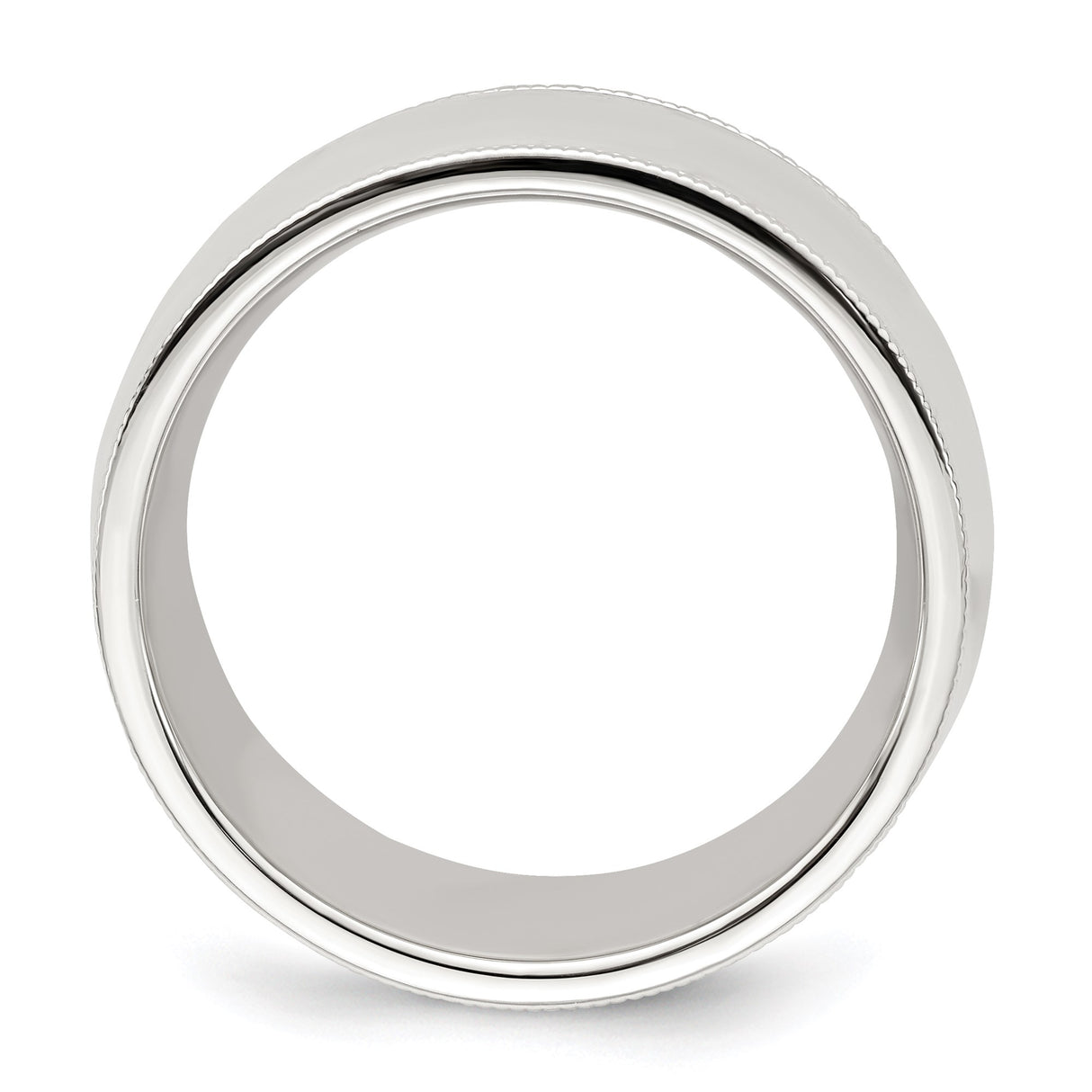 Sterling Silver Milgrain, Comfort Fit wedding band ring alternate angle