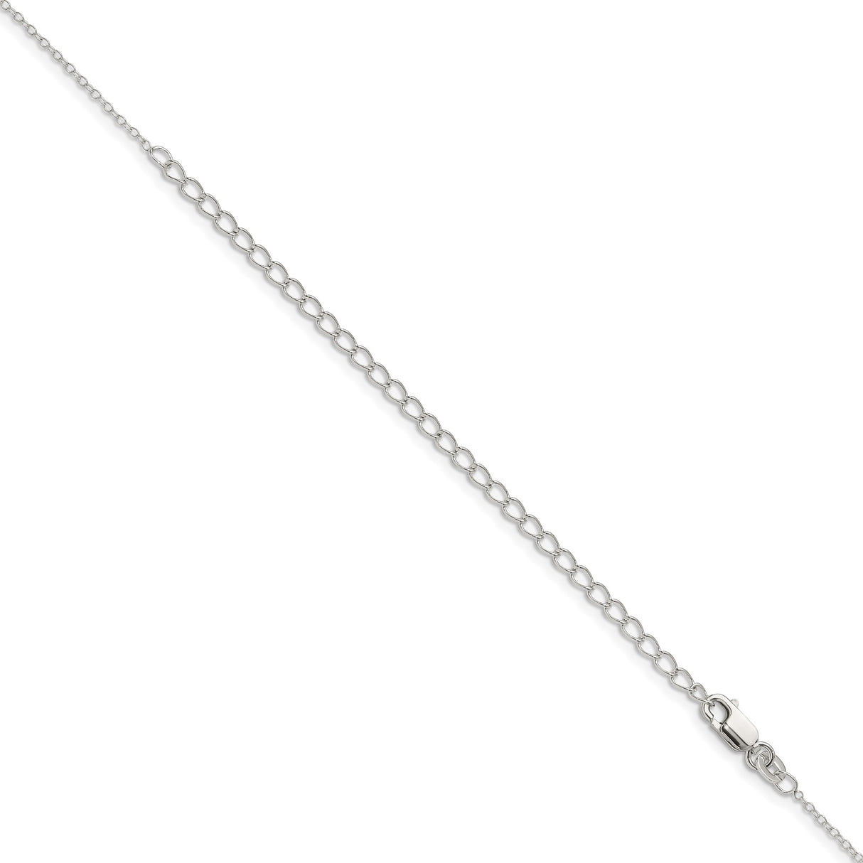 925 White Gold 1 mm Polished Chain Necklace, Solid detail view